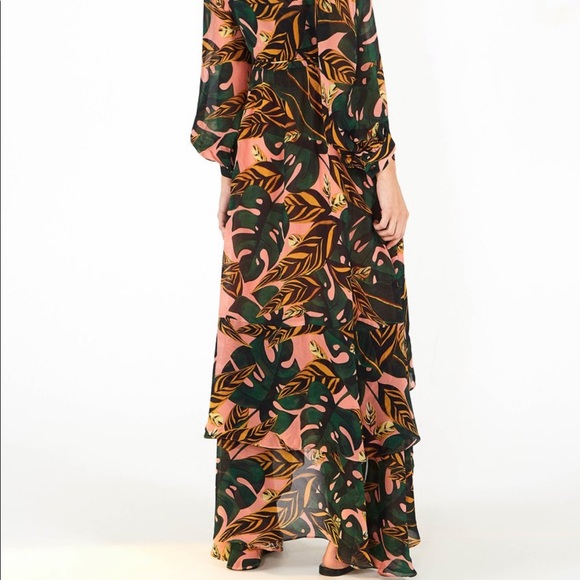 SOLD Farm Rio Pale Leaf Wrap Dress - Picture 3 of 11